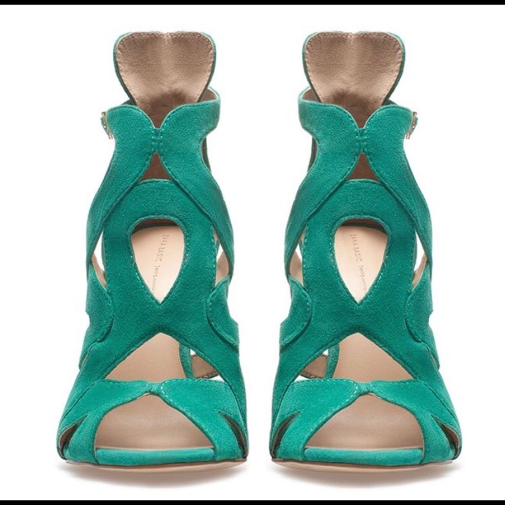 Zara Turquoise Cage Heels